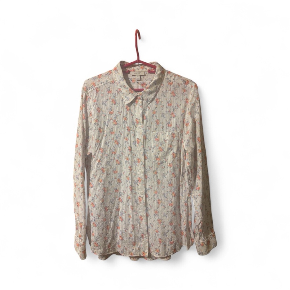 On 34th Floral Button Down Shirt Women XL Cottagecore Corporate Casual - Picture 4 of 10